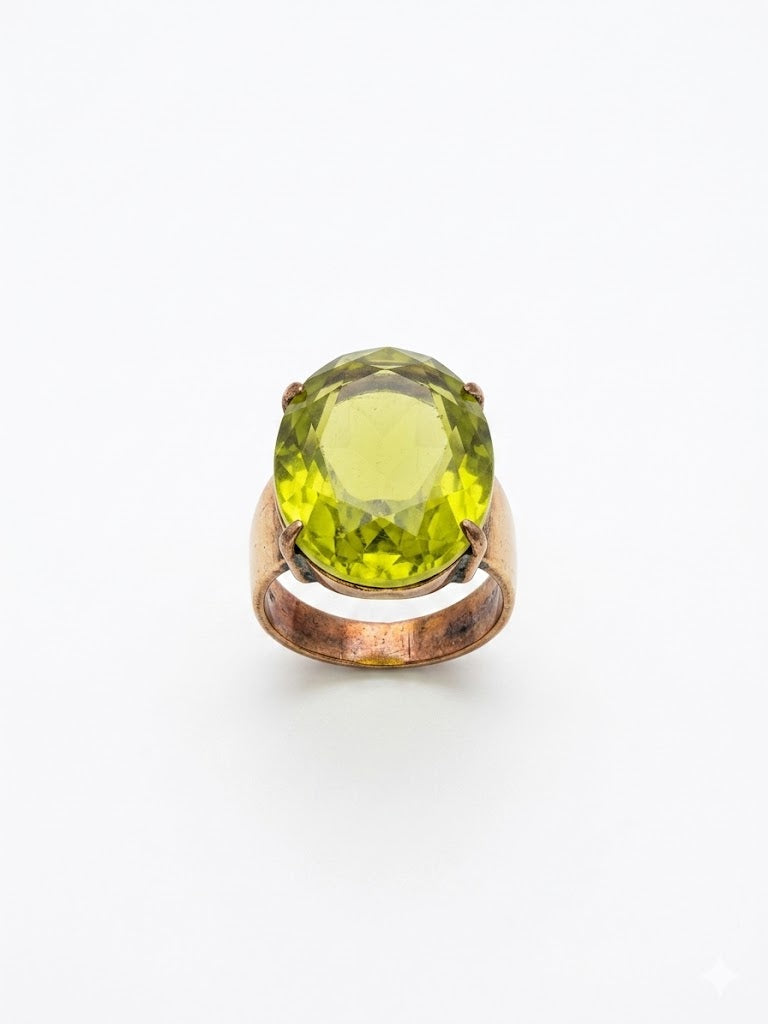 Vintage Modernist Green Glass Cocktail Ring