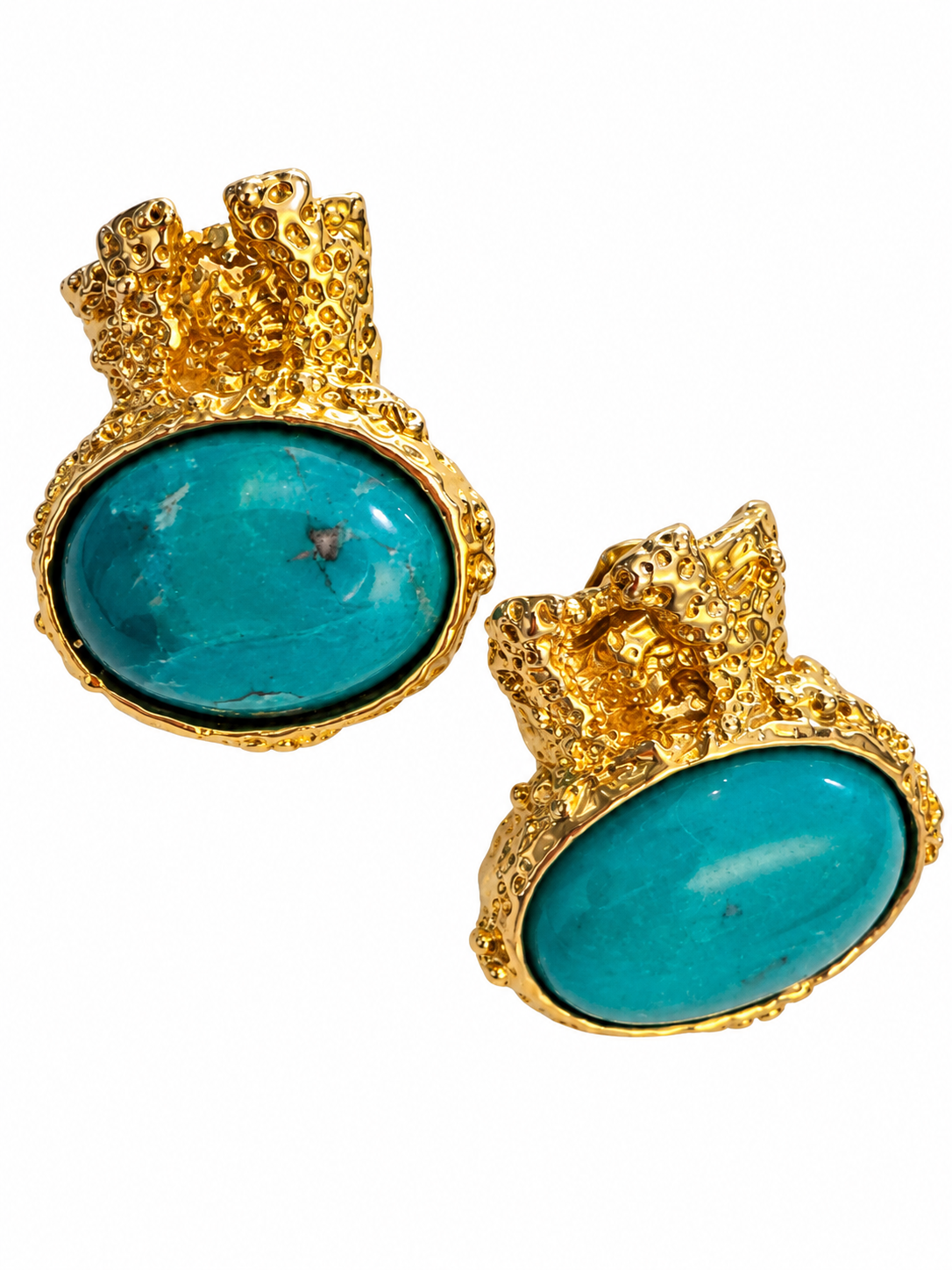 Vintage Yves Saint Laurent Turquoise Cabochon Sculptural Earrings
