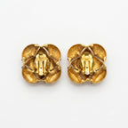 Vintage Floral Black Crystal Clip On Earrings