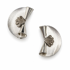 Vintage Silver Tone Modernist Necklace & Clip-On Earrings Set