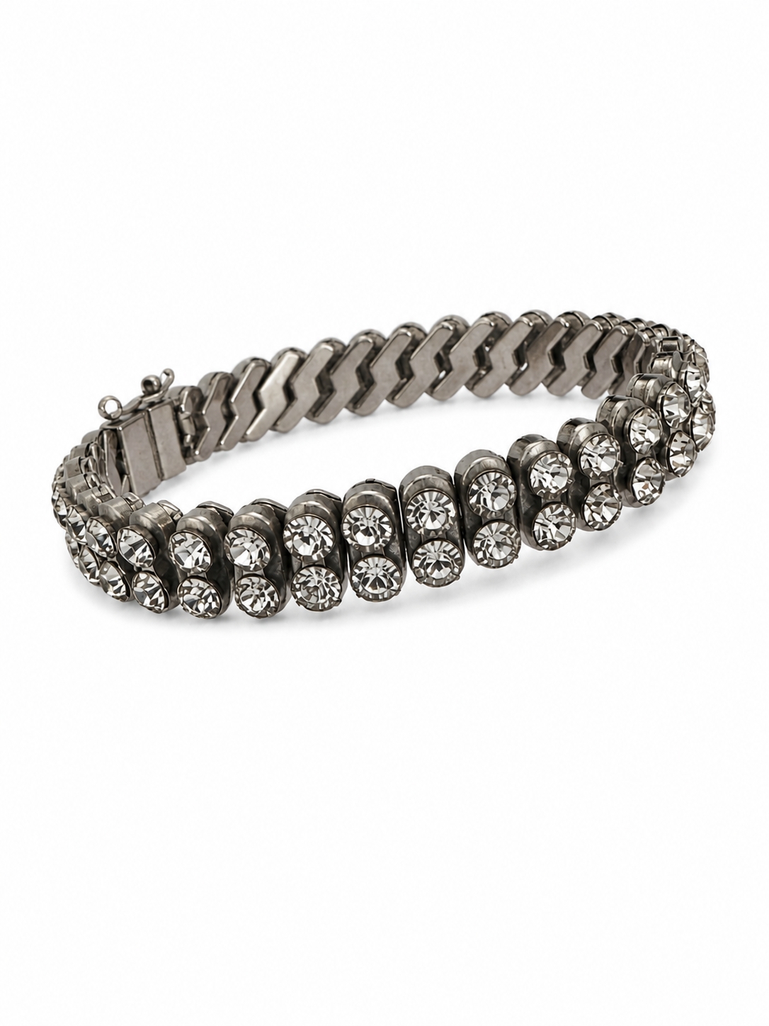 Contemporary Industrial Rhinestone Bracelet