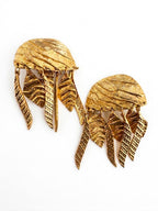 Vintage Brutalist Fringe Statement Clip On Earrings