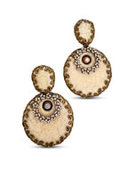 Vintage Lebanese Art Nouveau Enamel Disc Clip On Earrings