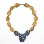 Vintage Blue Stone & Gold Tone Statement Necklace