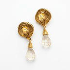 Vintage Crystal Drop Pearl Clip On Earrings