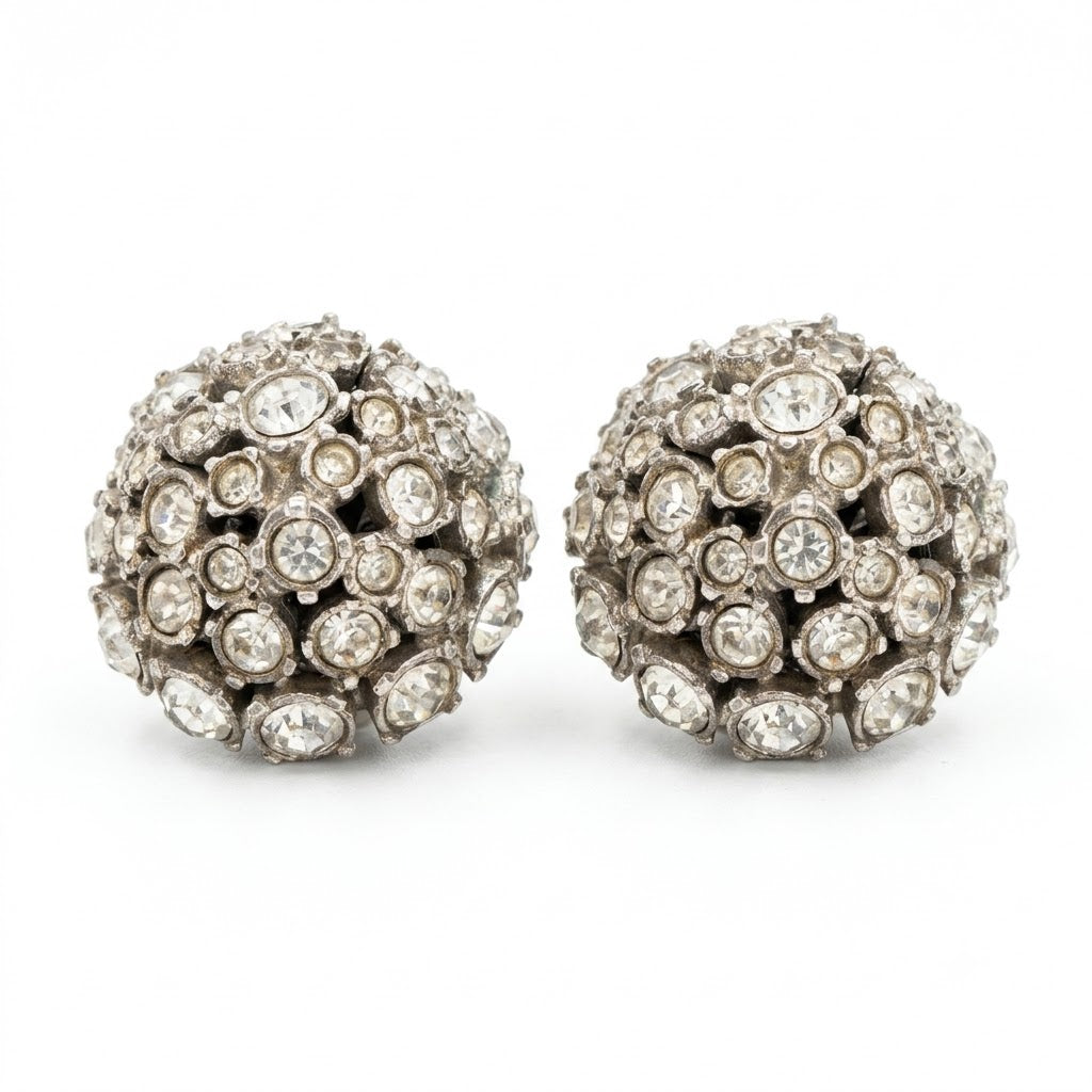 Vintage DeLuigoro Rhinestone Cluster Clip-On Earrings