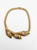 Vintage Retro Revival Gold Tone Rhinestone Statement Necklace