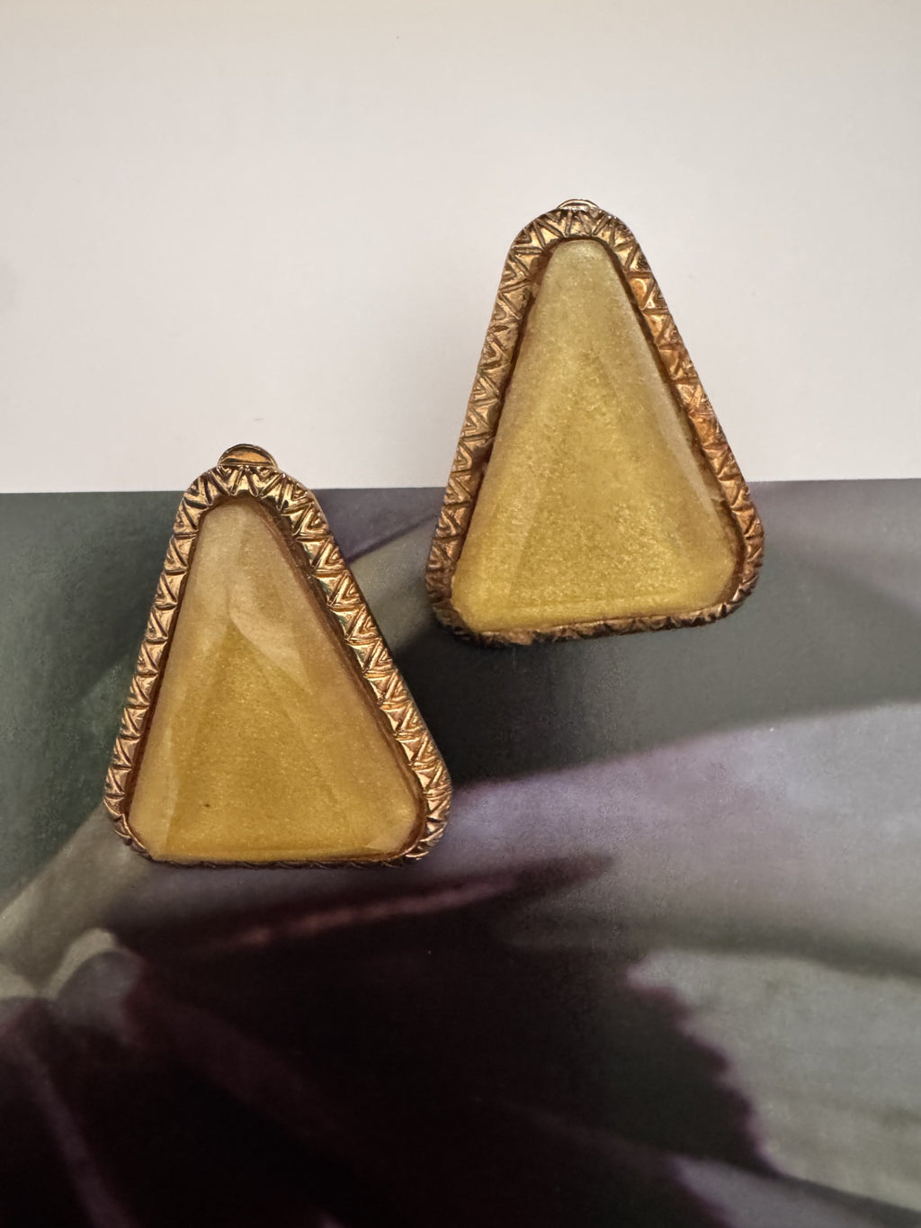 Vintage Modernist Geometric Triangle Earrings