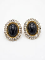 Vintage Oversized Oval Cabochon Statement Earrings