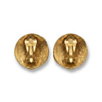 Vintage Mustard Enamel Retro Geometric Disc Earrings