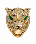 Vintage Noir Crystal Panther Cocktail Ring