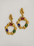 Vintage Baroque Jewel Wreath Clip-On Earrings