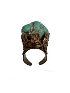 Vintage Victorian Revival Turquoise Floral Statement Ring