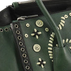 Prada Saffiano Leather Embroidered Twin Pocket Double Handle Tote Bag