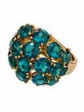 Vintage Teal Crystal Cluster Dome Ring