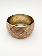 Signed SYL Gilded Quilted Enamel Bangle in Dusty Rose