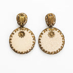 Vintage Lebanese Art Nouveau Enamel Disc Clip On Earrings