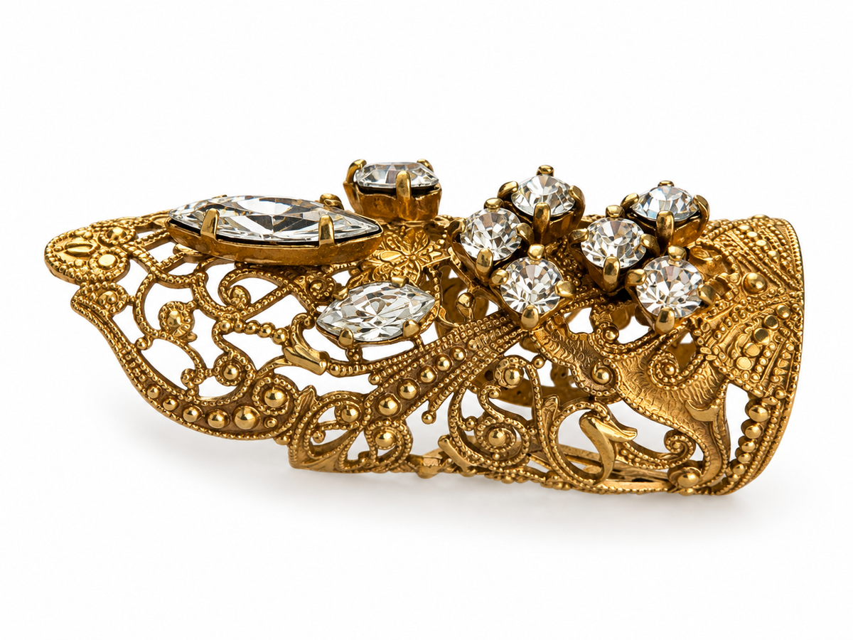 Vintage Baroque Crystal Filigree Ring