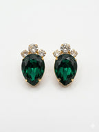 Czech Crystal Emerald Drop Necklace & Earrings Set