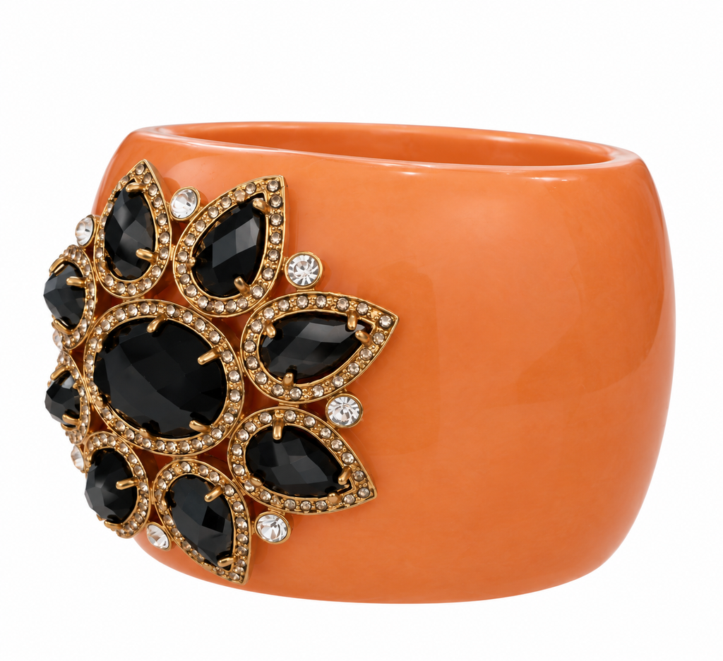 Vintage Roberto Cavalli Jeweled Resin Cuff Bracelet
