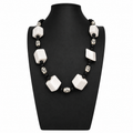 Vintage Mod Black and White Geometric Beaded Necklace
