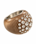 Vintage Champagne Crystal Dome Cocktail Ring