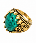 Vintage Turquoise Cabochon Floral Ring
