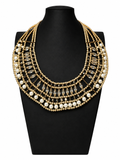 Vintage Gold Tone Multi Strand Faux Pearl Statement Necklace