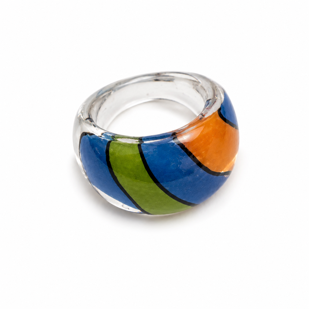 Vintage Multicolor Resin Ring