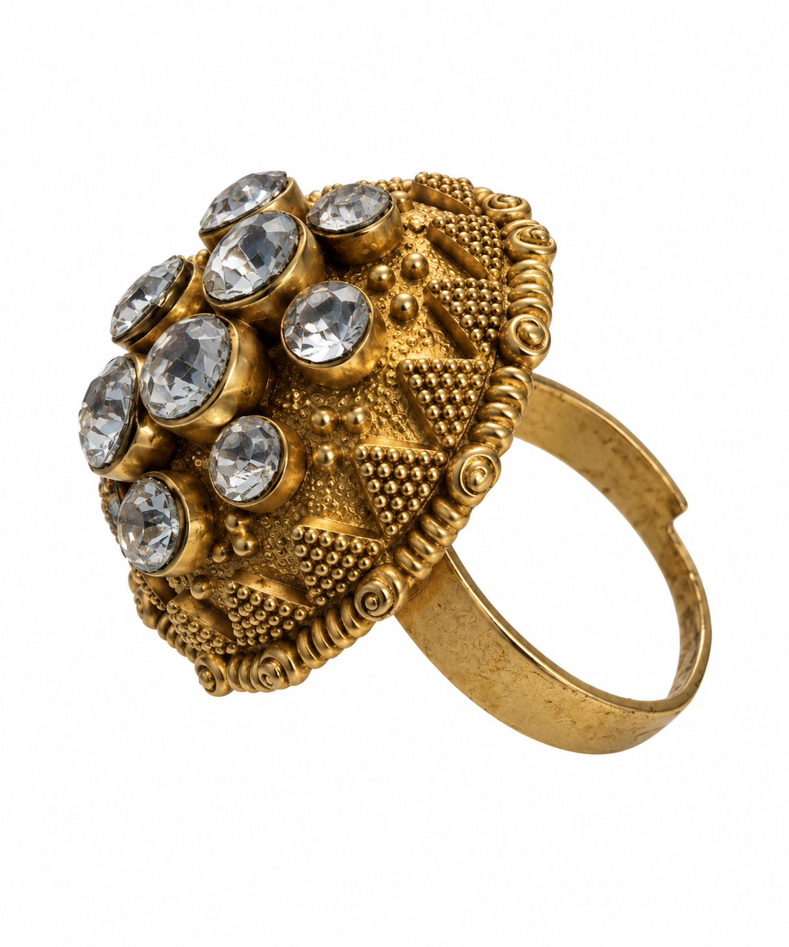 Vintage Byzantine Crystal Dome Cocktail Ring