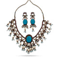 Vintage Indian Turquoise Statement Necklace & Earrings Set