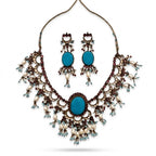 Vintage Indian Turquoise Statement Necklace & Earrings Set