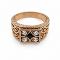 Vintage Gold Plated Filigree Crystal Ring