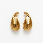Vintage Rope Twist Crystal Teardrop Clip On Earrings