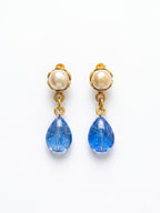 Vintage Chanel Pearl & Blue Gripoix-Style Drop Earring