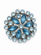Vintage Blue Rhinestone Floral Brooch