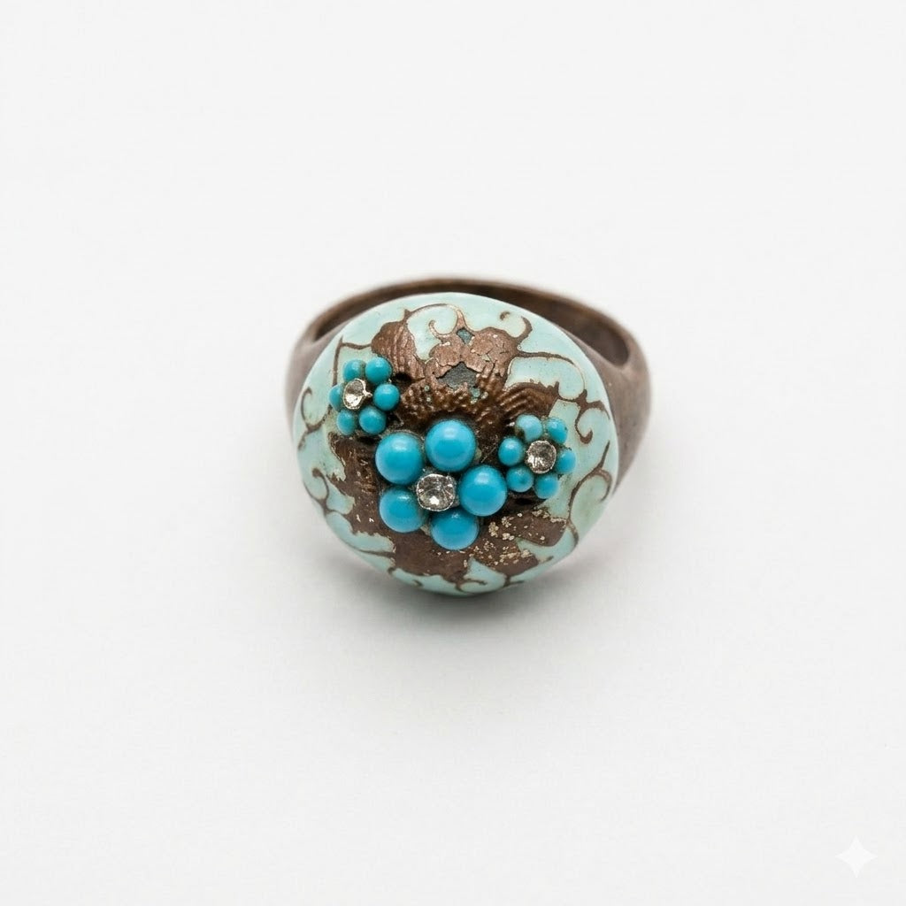 Vintage Art Nouveau Revival Floral Dome Ring