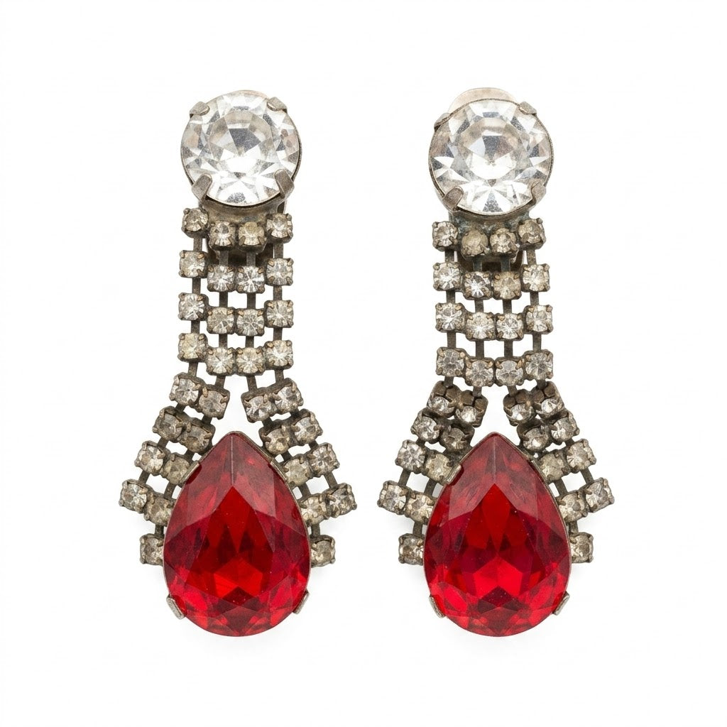 Vintage Dramatic Crystal Drop Statement Earrings