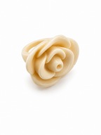 Vintage Cream Resin Rose Statement Ring Sculptural Floral Design