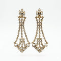Vintage Gold Tone Rhinestone Chandelier Drop Earrings