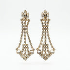 Vintage Gold Tone Rhinestone Chandelier Drop Earrings