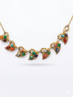 Vintage Art Nouveau Revival Gold Plated Leaf Necklace