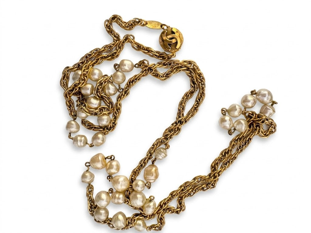 Vintage Chanel Byzantine Revival Pearl Sautoir Necklace