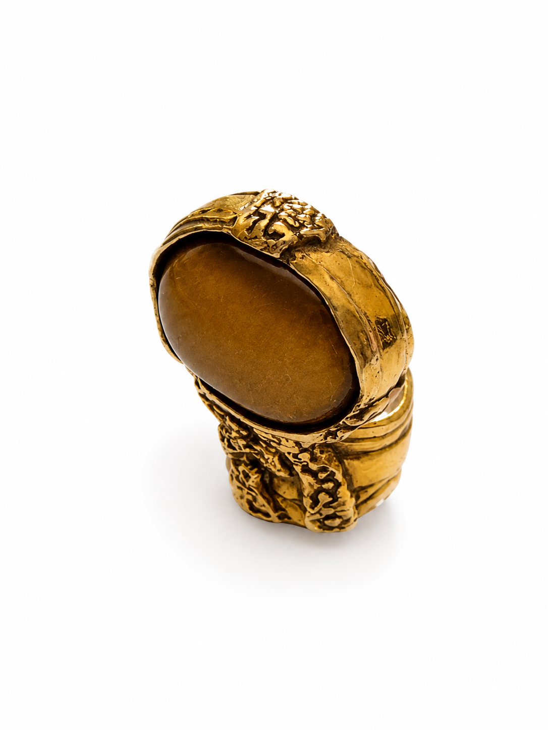 Vintage Yves Saint Laurent Amber Cabochon Statement Ring