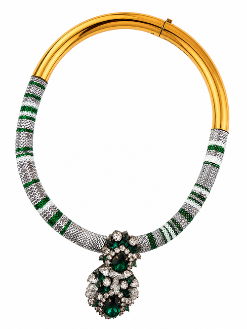 Shourouk Paris Crystal and Sequin Statement Necklace