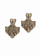 Vintage Art Nouveau Silver Tone Fan Earrings