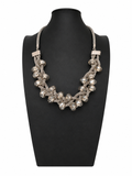 Vintage Modernist Silver Tone Crystal Mesh Statement Necklace