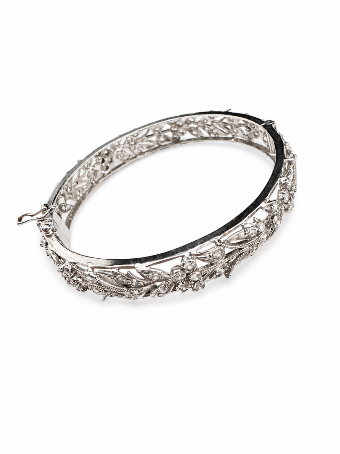 Y2K Stainless Steel Floral Filigree Bangle