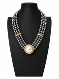Vintage Faux Pearl Multi-Strand Statement Necklace