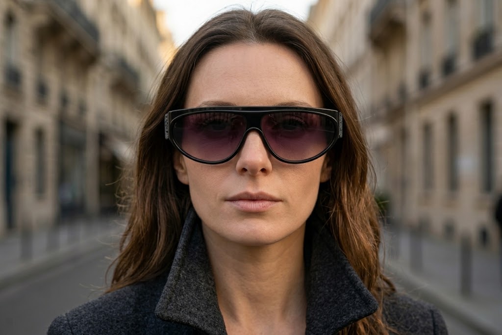 Vintage Yves Saint Laurent Cassandre Marbled Wraparound Sunglasses